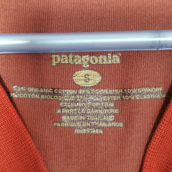 Patagonia Men V Neck Long Sleeve Shirt Size Small Orange Pullover Hiking READ - Picture 6 of 13